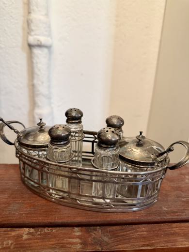 Silber-Gewürzset mit Glaseinsätzen aus Sterlingsilber Bild 2